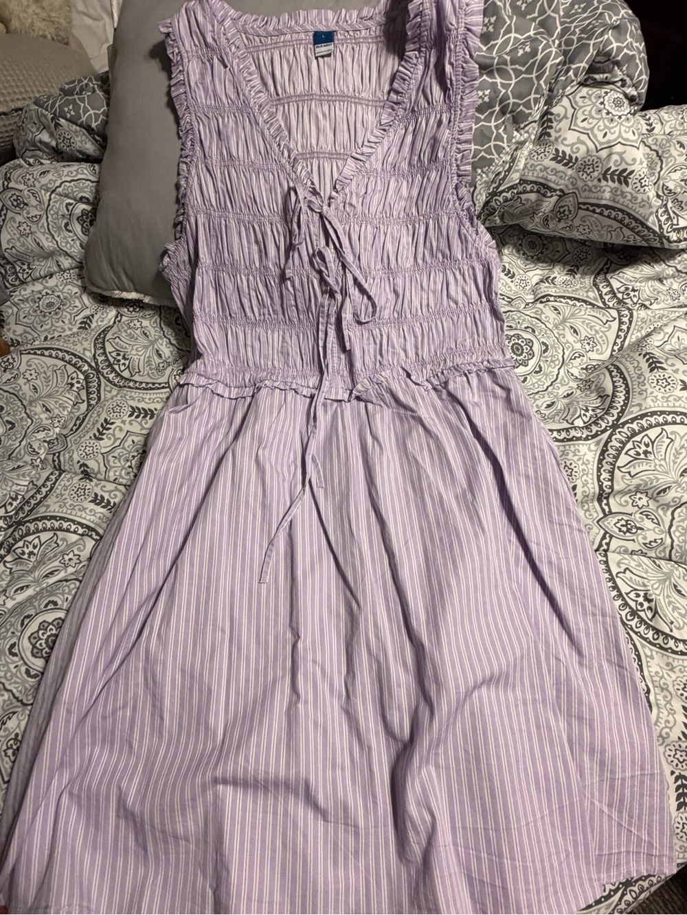 Old Navy Light Lavender Striped Smocked Tunic - Picture 3 of 3